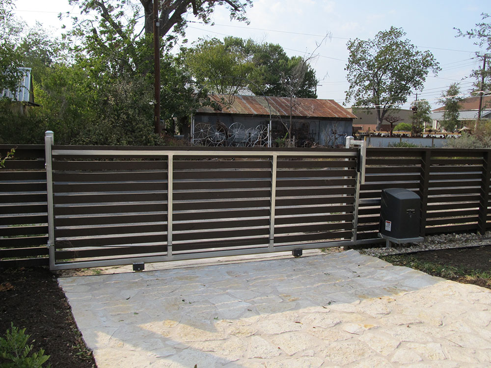 Horizontal Plank Automatic Gate Installation Austin Texas